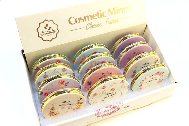 Nice Flower Printed Round Pocket Cosmetic Mirror for Sale