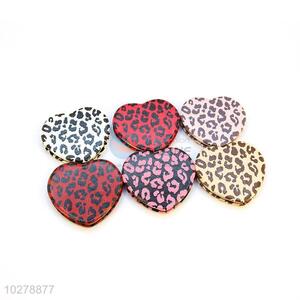 Wholesale Nice Leopard Print Pattern Heart Shaped Pocket Cosmetic Mirror for Sale