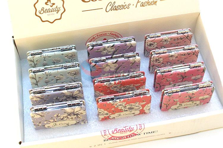 Beautiftul Flower Design Square Pocket Cosmetic Mirror for Sale