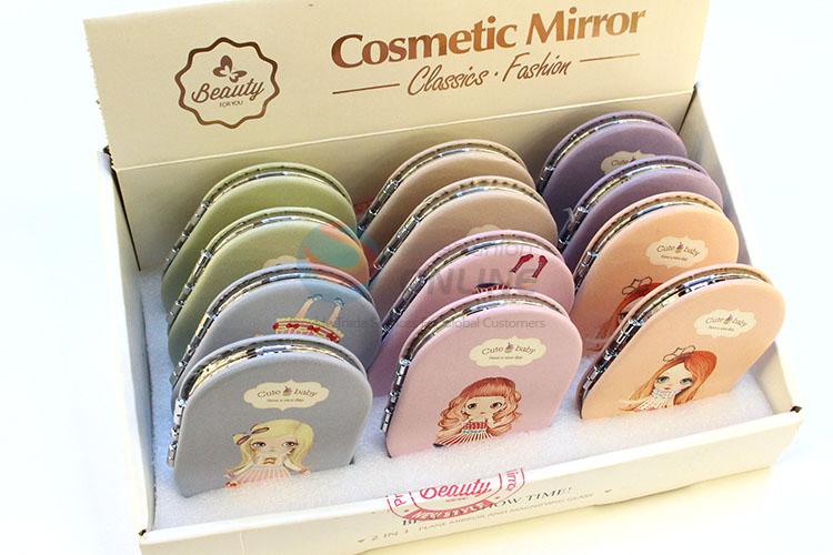 Promotional Girl Printed Pocket Cosmetic Mirror for Sale