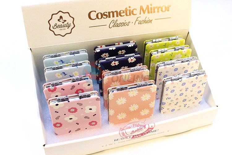 Popular Flower Pattern Rectangular Pocket Cosmetic Mirror for Sale