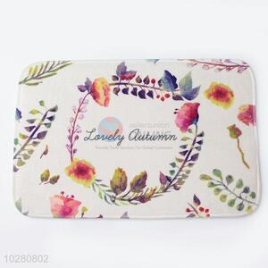 Bedroom Carpet Non-Slip Flannel Rugs Flower Printed Floor Mat