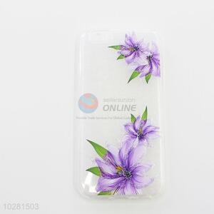 Hot Sale Purple Flower Printed Silicone Mobile Phone Shell for iphone