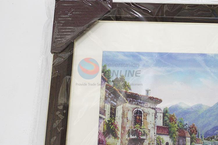 Low Price Village Scenery White Frame Cat Pattern Wall Painting Crafts