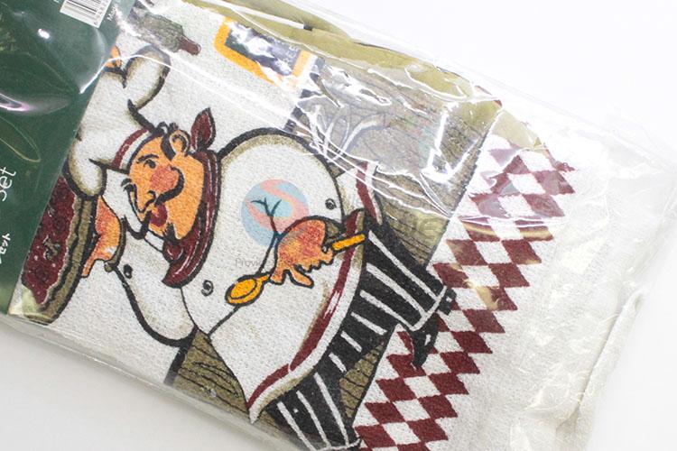 Competitive Price 3 Pcs/Set Cook Pattern Apron Gloves Microwave Oven Mitt Bakeware Potholder