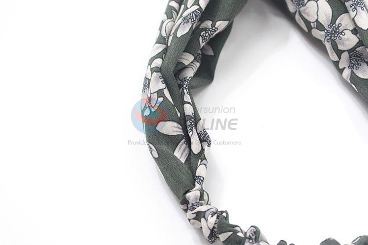 High Quality Dark Green Flower Pattern Elastic Headband