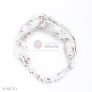 Floral Pattern Elastic White Cloth Headband Hair Accessories