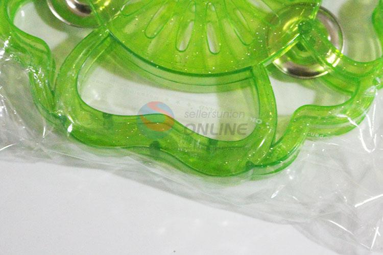 New Arrival Green Color Flower Shaped Hand Shake Bell