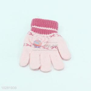 Pink Color Warm Knitted Gloves
