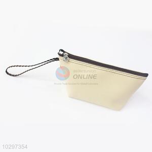 Hot Selling Beige Color Simple Style Zipper Cosmetic Bag