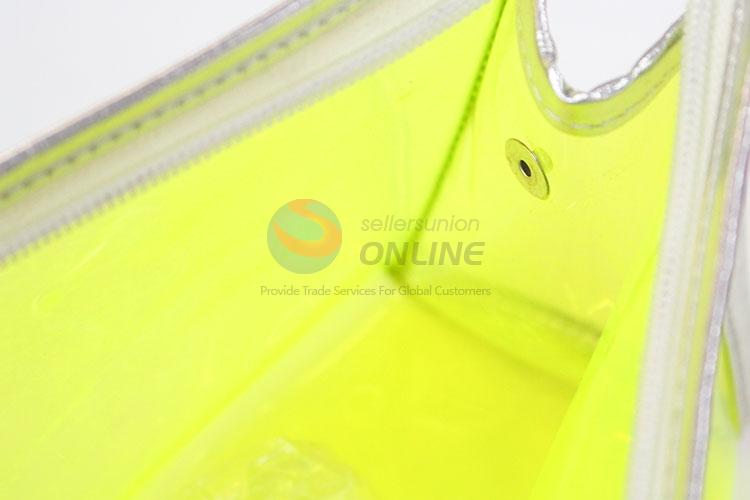 Top Quality Transparent Fluorescent Yellow Color Cosmetic Bag Makeup Cases