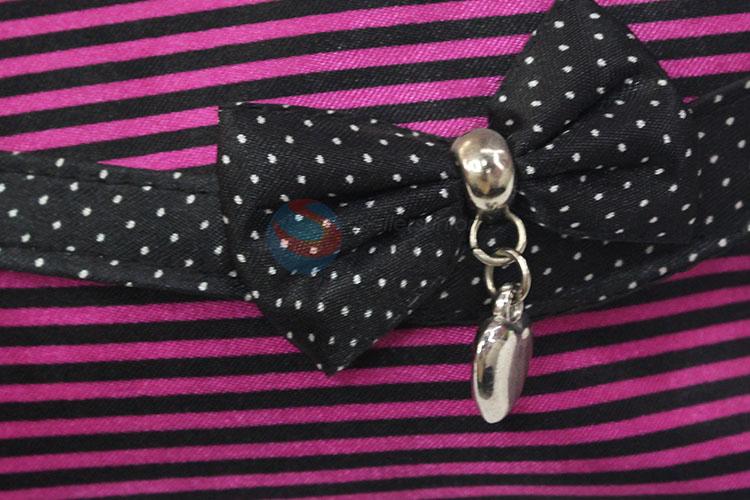 New Fashion Striped Bowknot Decoration Travel Cosmetic Bags