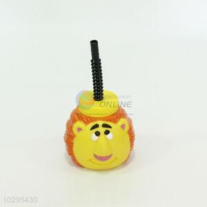 Pretty Cute Lion Shaped Plastic Cup with Straw