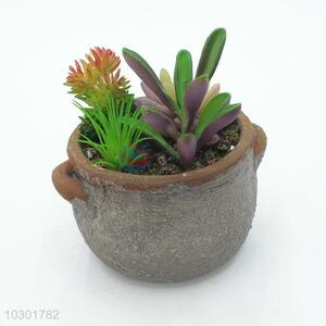 Durable fake succulent plant round flowerpot with 2 ears