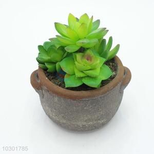 Low Price artificial succulent plant pot round flowerpot with 2 ears