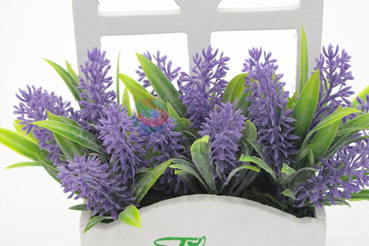 Fashion artificial flower miniascape with wooden flowerpot for decoration