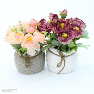 Good quality artificial potted plant fake tea rose