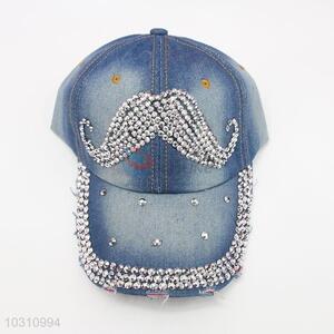 New Fashion Moustache Design Rhinestone Denim Hat <em>Caps</em>