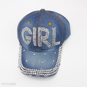 Fashion Girl Letter Rhinestone Denim Hat <em>Caps</em>