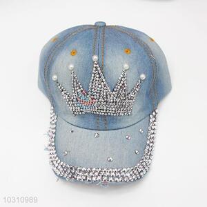Fashion Summer Rhinestone Light Blue Denim Hat <em>Caps</em>