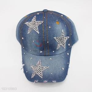 Star Design Fashion Rhinestone Blue Color Denim Hat <em>Caps</em>