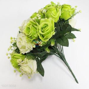 Green Color 24 Heads Hydrangea and Rose Fake Flower for Wedding Party