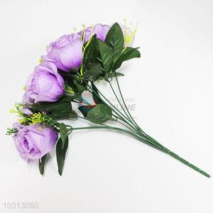 10 Heads Beautiful Artificial Purple Roses Flowers for Festival Party Decoration