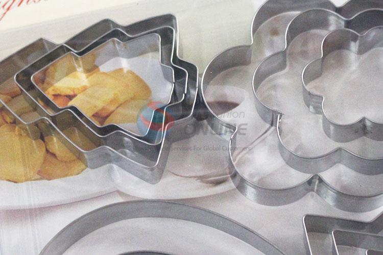 Cute style cheap tree/flower/heart/star shape 12pcs biscuit moulds