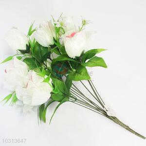 12 Heads White Rose Artificial Flowers for Wedding Decoration