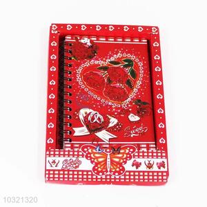 Factory supply red heart pattern notebook