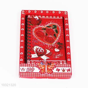 Factory supply red heart pattern notebook