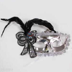 Half Face Mask with Feather Decoration for Festival Party