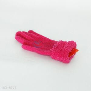 Rose Red Women Knitted Gloves
