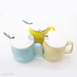 Three Colors Ceramic Cup with Spoon