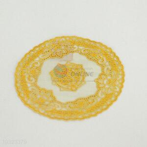 Yellow Lace Pattern Round PVC Placemat/<em>Tablemat</em>