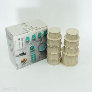Best Sale Creative Pisa Leaning Tower Shaped Plastic Coffee Mug Gift Set