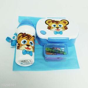 Cartoon Tiger Pattern Lunch Box Water Bottle Set for Students
