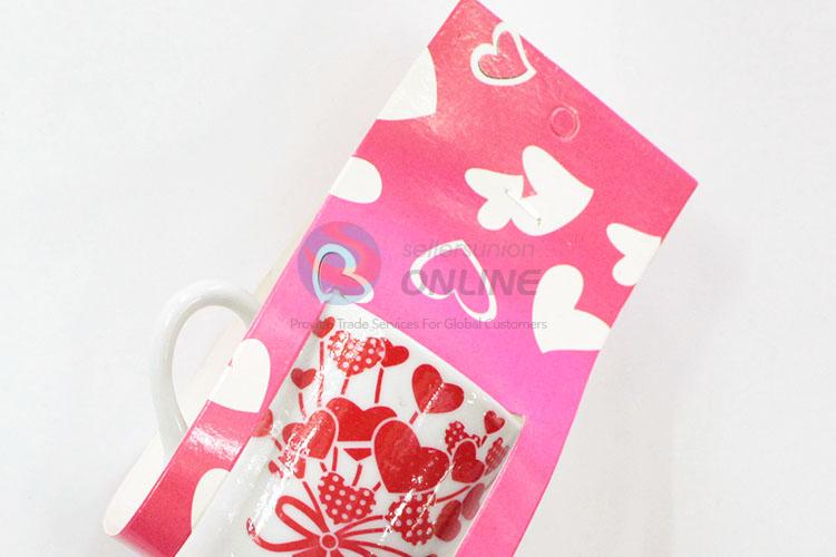 Fashion cheap heart flower pattern ceramic cup