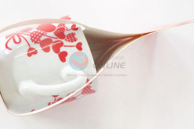 Fashion cheap heart flower pattern ceramic cup