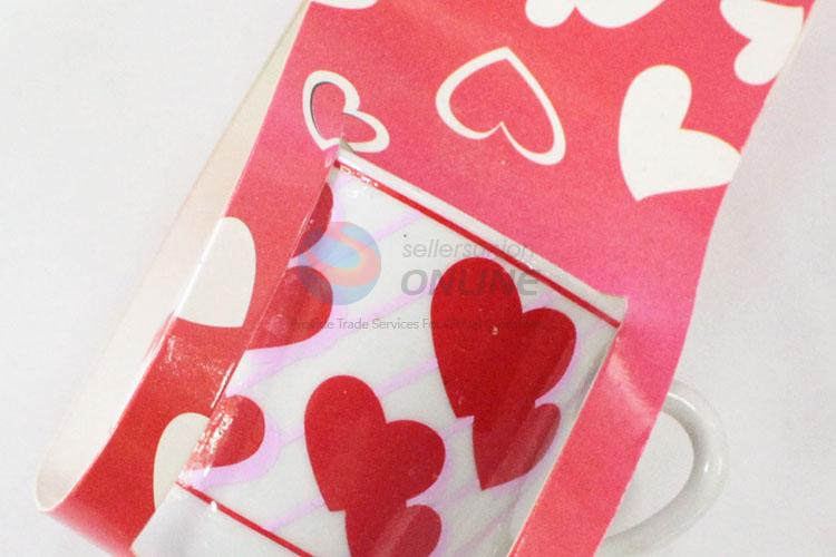 Low price red heart pattern ceramic cup