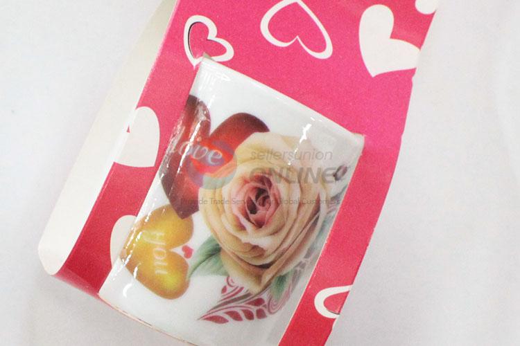 Wholesale top quality heart&flower pattern ceramic cup