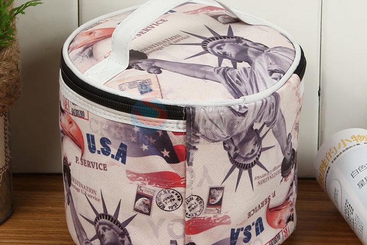 Portable Round Cosmetic Bag Colorful Pvc Makeup Case