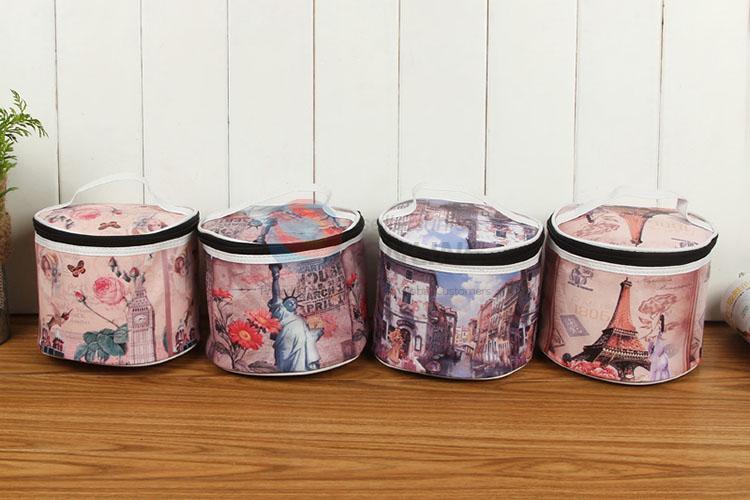Portable Round Cosmetic Bag Colorful Pvc Makeup Case