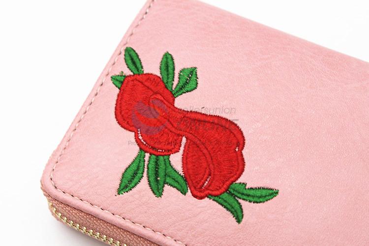 Good quality high sales women embroidered long wallet