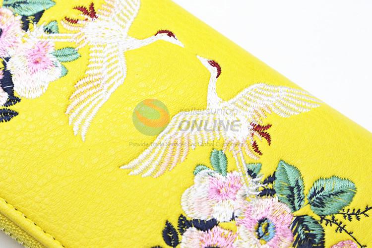 Super quality promotional women embroidered long wallet