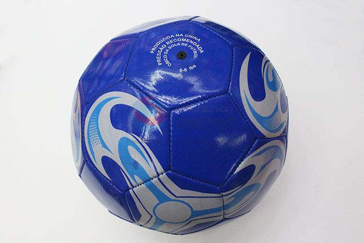 Fashion Blue Color PU Training Game Soccer Football with Rubber Bladder