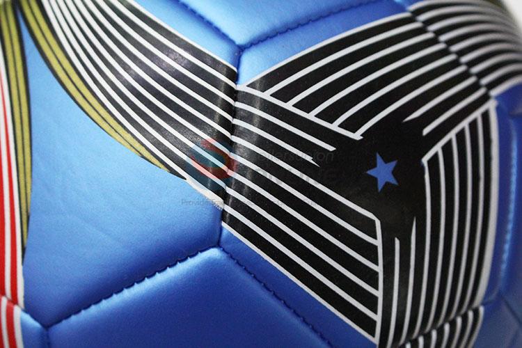 Matte Blue Color PU Soccer Football with Rubber Bladder
