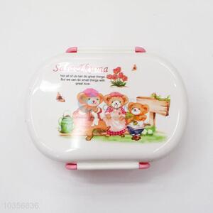 Lovely Bear Pattern Plastic Layered Lunch Box