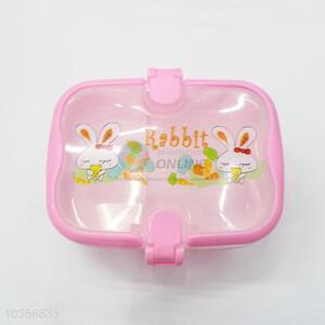 Rabbit Pattern Plastic Layered Lunch Box with Handle