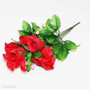 Wholesale top quality red 10pcs plastic rose artificial plants